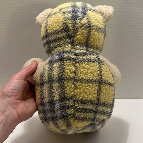 Sugar Loaf Creations Yellow and Grey Plaid Teddy Bear 11 inch Stuffed Animal - Picture 3 of 4